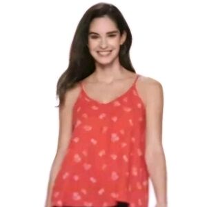 Apt 9 Women's V-Neck Georgette Red Tropical Camisole - Small